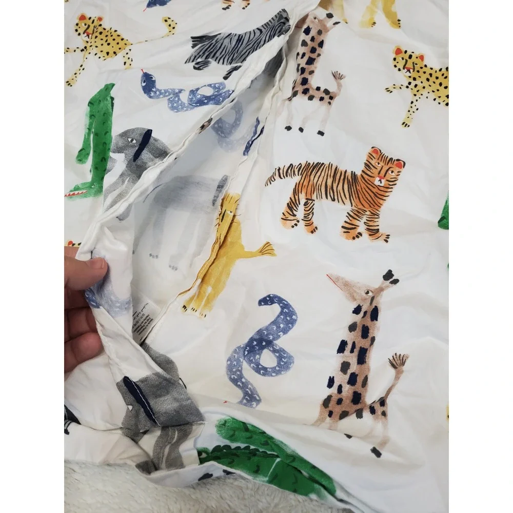 Pottery Barn Kids White Animal Organic Cotton Silly Safari Standard Pillowcase